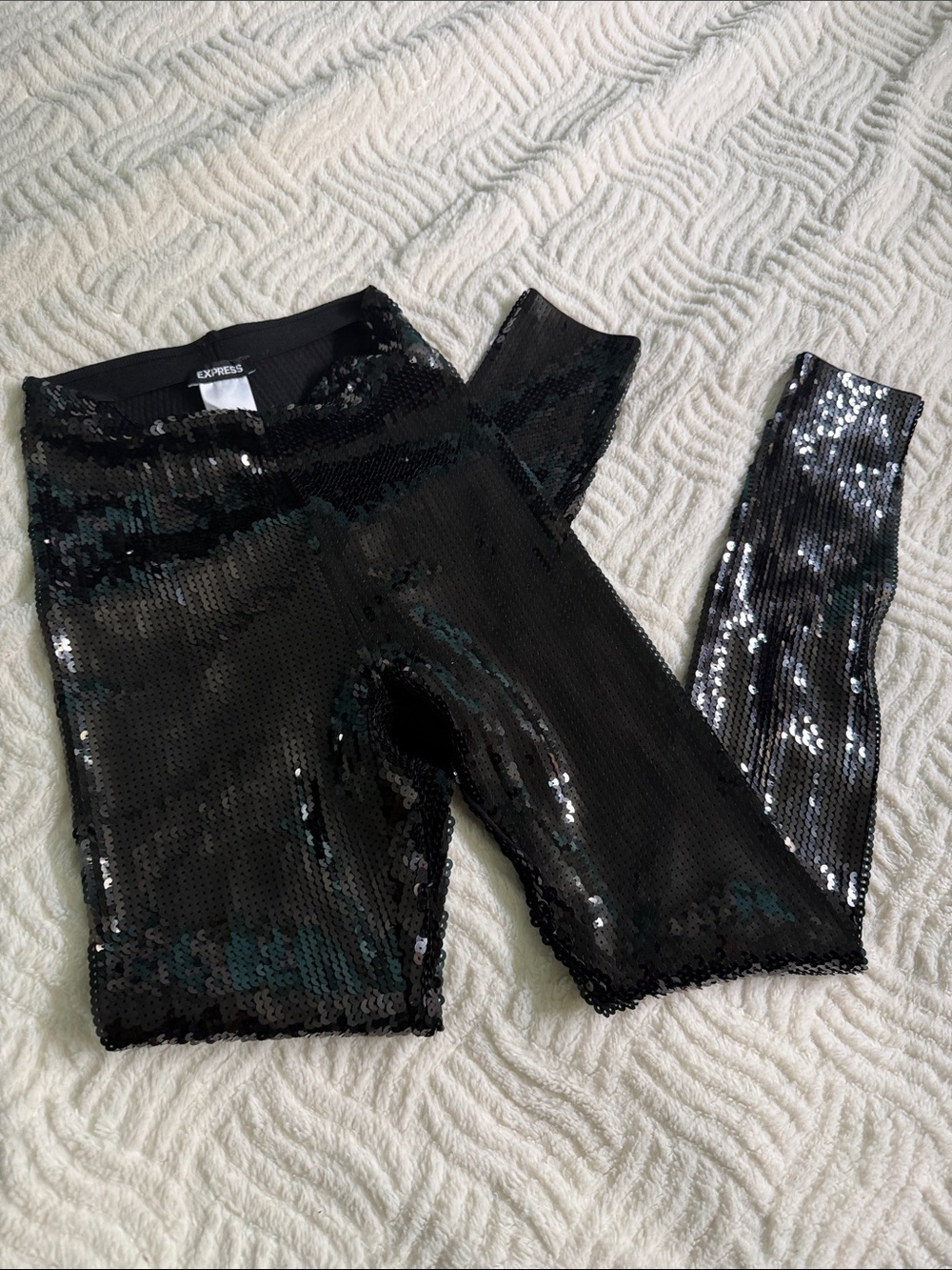 Express Black Sequin Kids Leggings